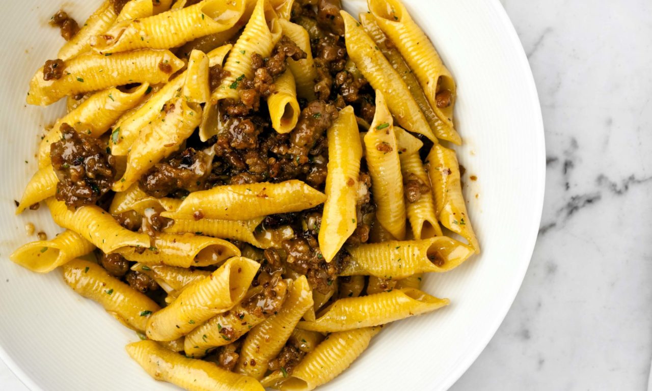 Celestino Drago: Garganelli with Oahu Wild Boar Sausage Sauce