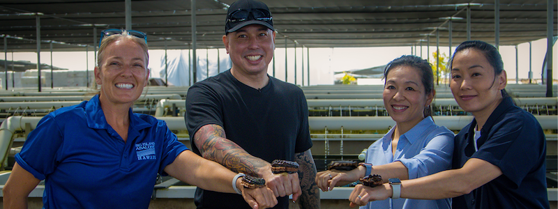 chef mark, niki and carole at big island abalone